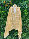 Elegant unstitched suit set, crafted from premium mul crush cotton fabric