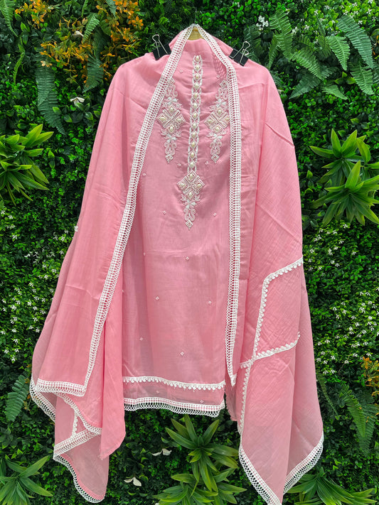 Experience timeless elegance with this beautifully designed unstitched suit