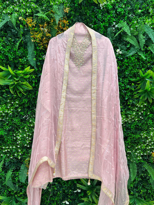 Banarasi silk fabric embellished with intricate handwork