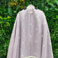 Elegant unstitched suit set, crafted from premium mul crush cotton fabric
