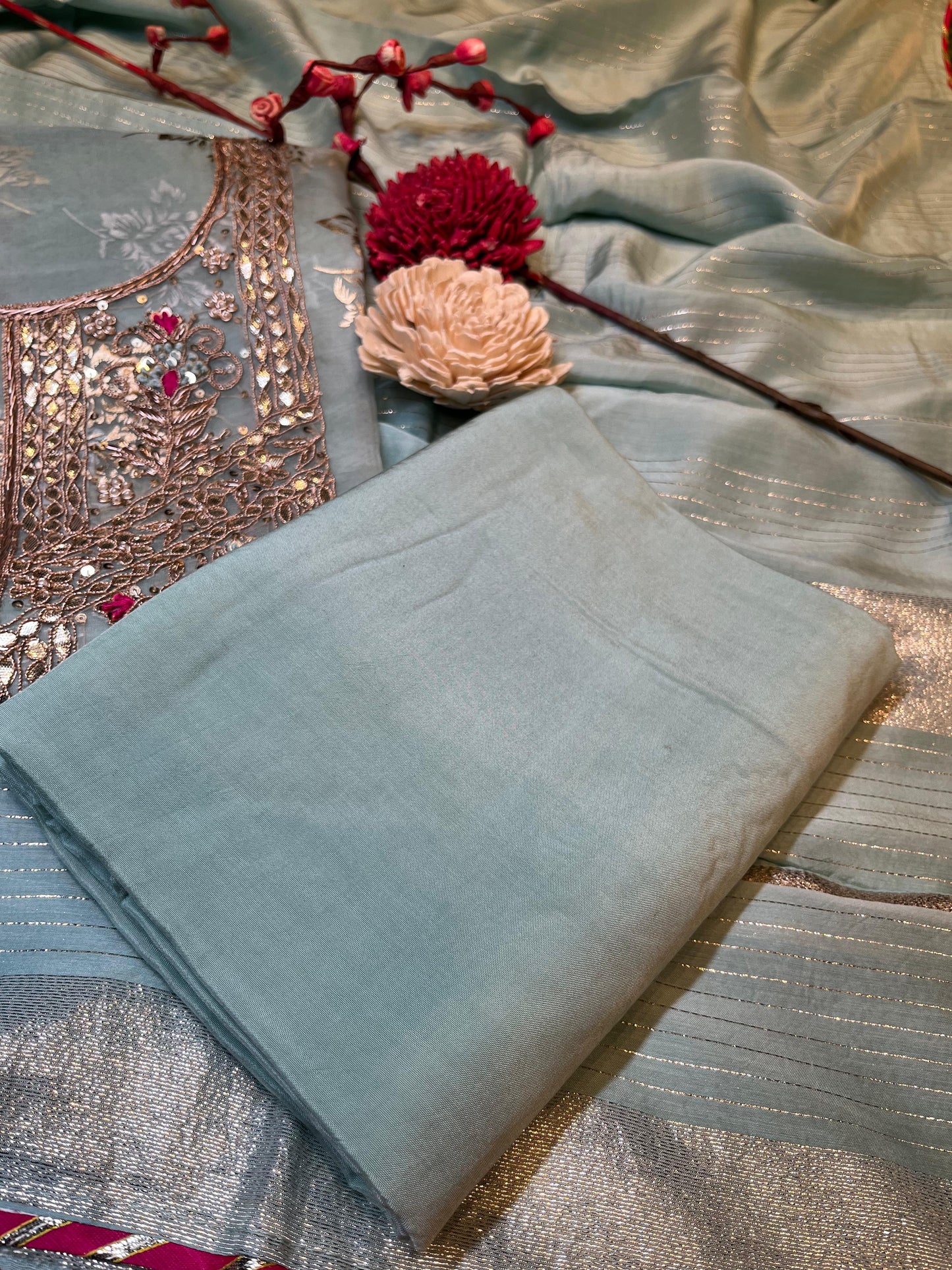 Discover timeless elegance with our premium unstitched suit