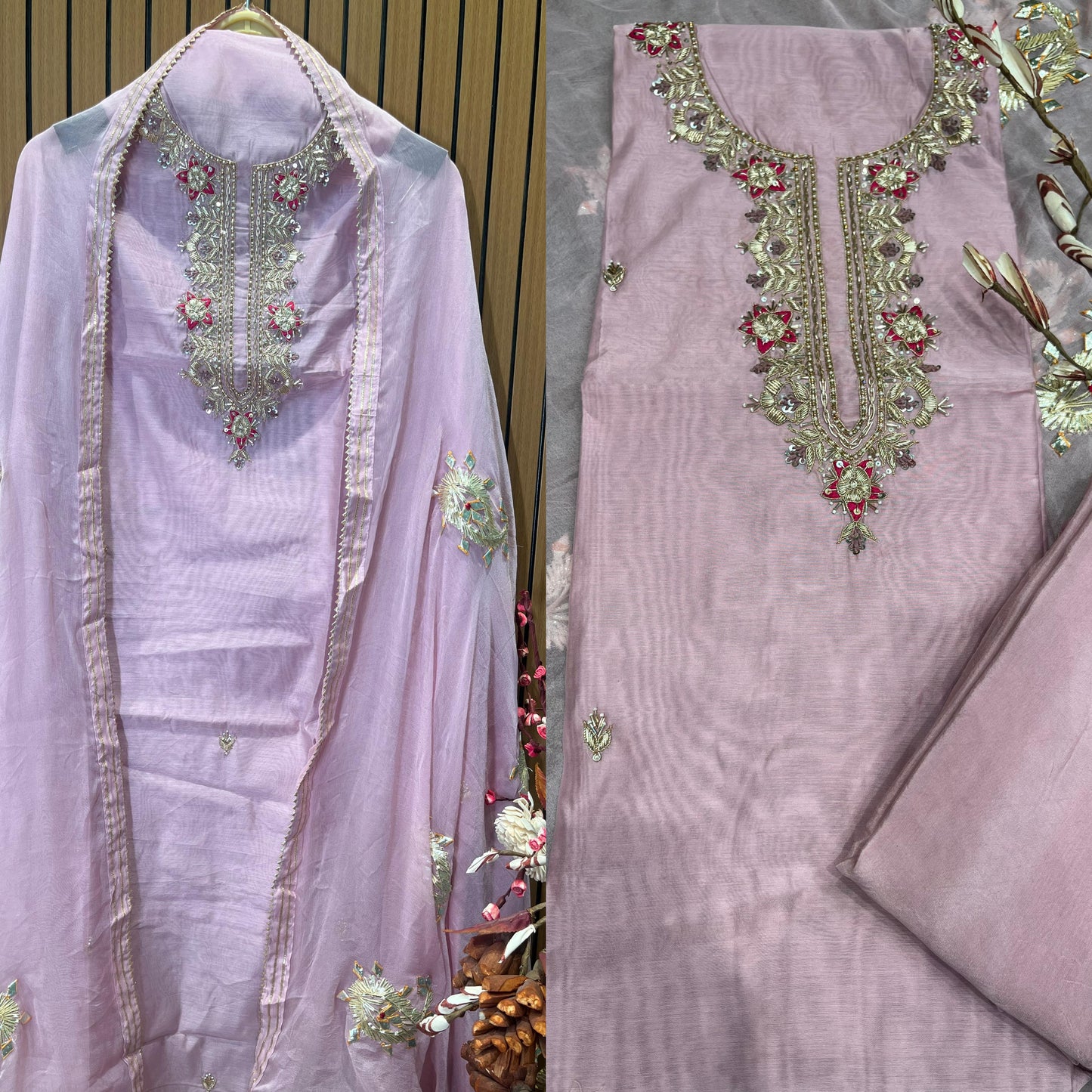 Elegance with this luxurious unstitched suit fabric set