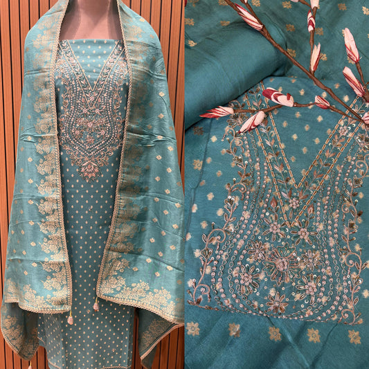 Elegance with this premium unstitched suit fabric set