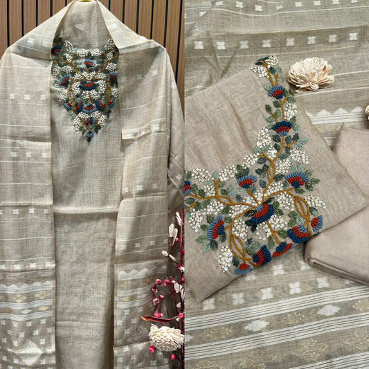 Elevate your ethnic wardrobe with this premium unstitched suit