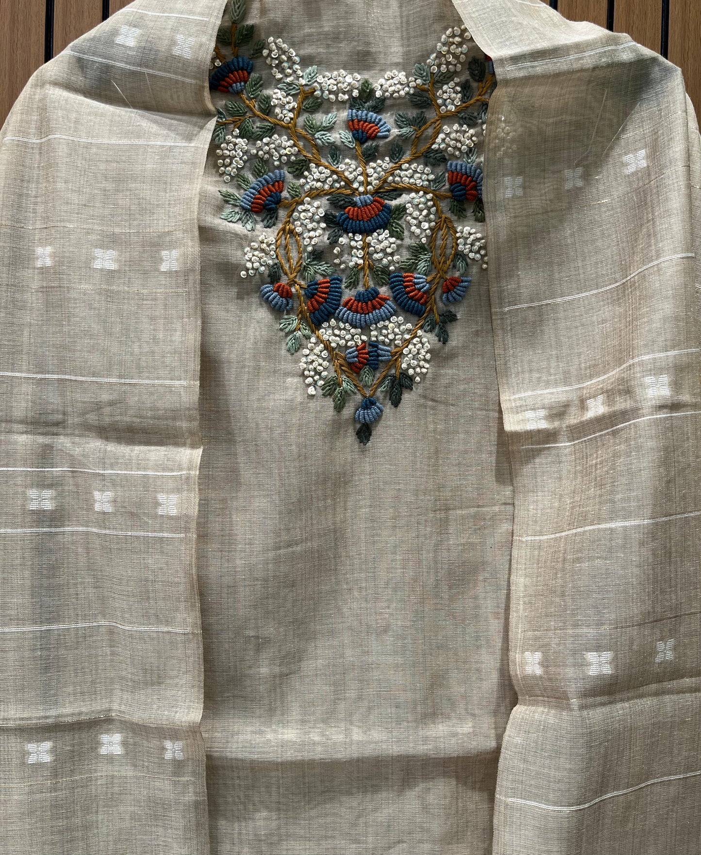 Elevate your ethnic wardrobe with this premium unstitched suit