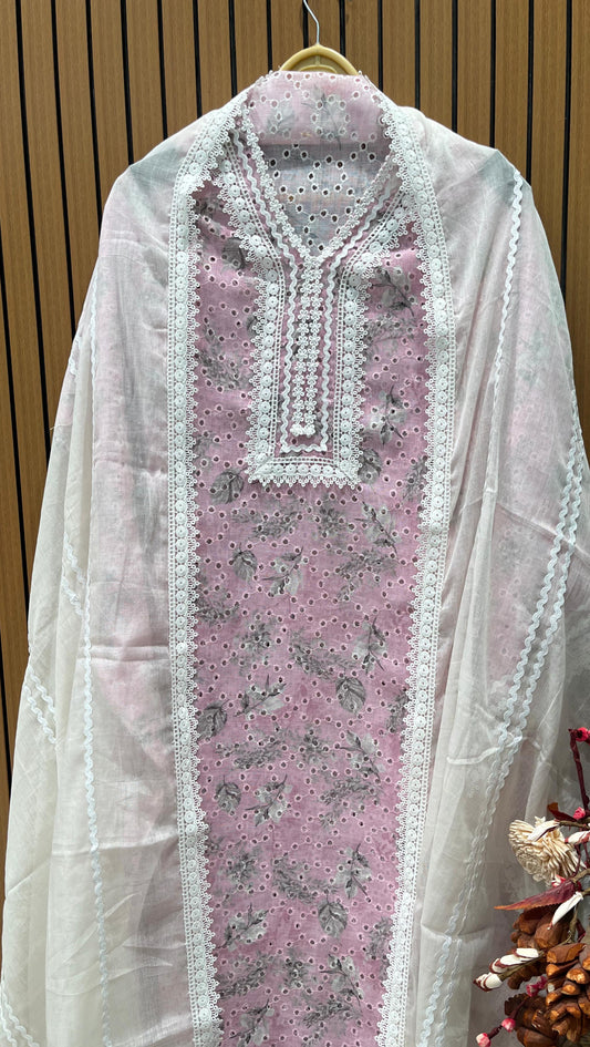 Discover timeless elegance with this unstitched Chikankari