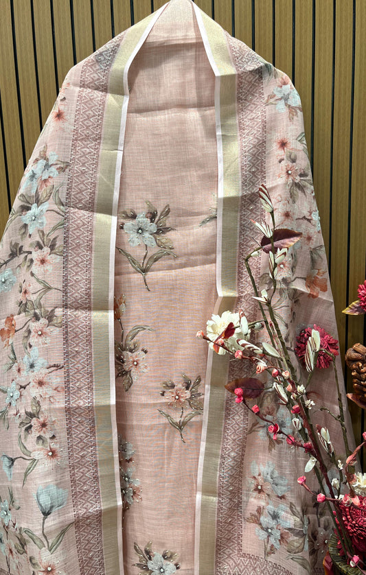 Elegance to your wardrobe with this unstitched linen shimmer suit