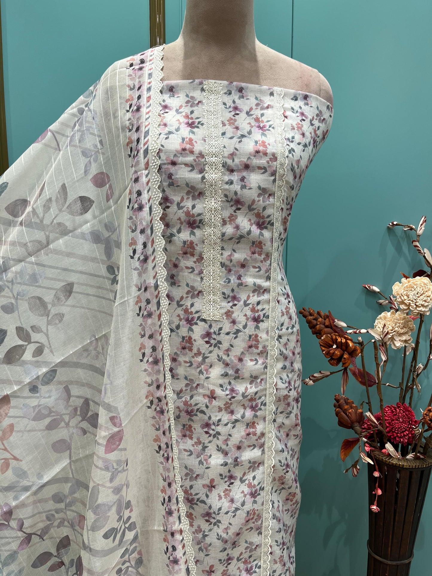 Timeless elegance with our unstitched linen cotton suit
