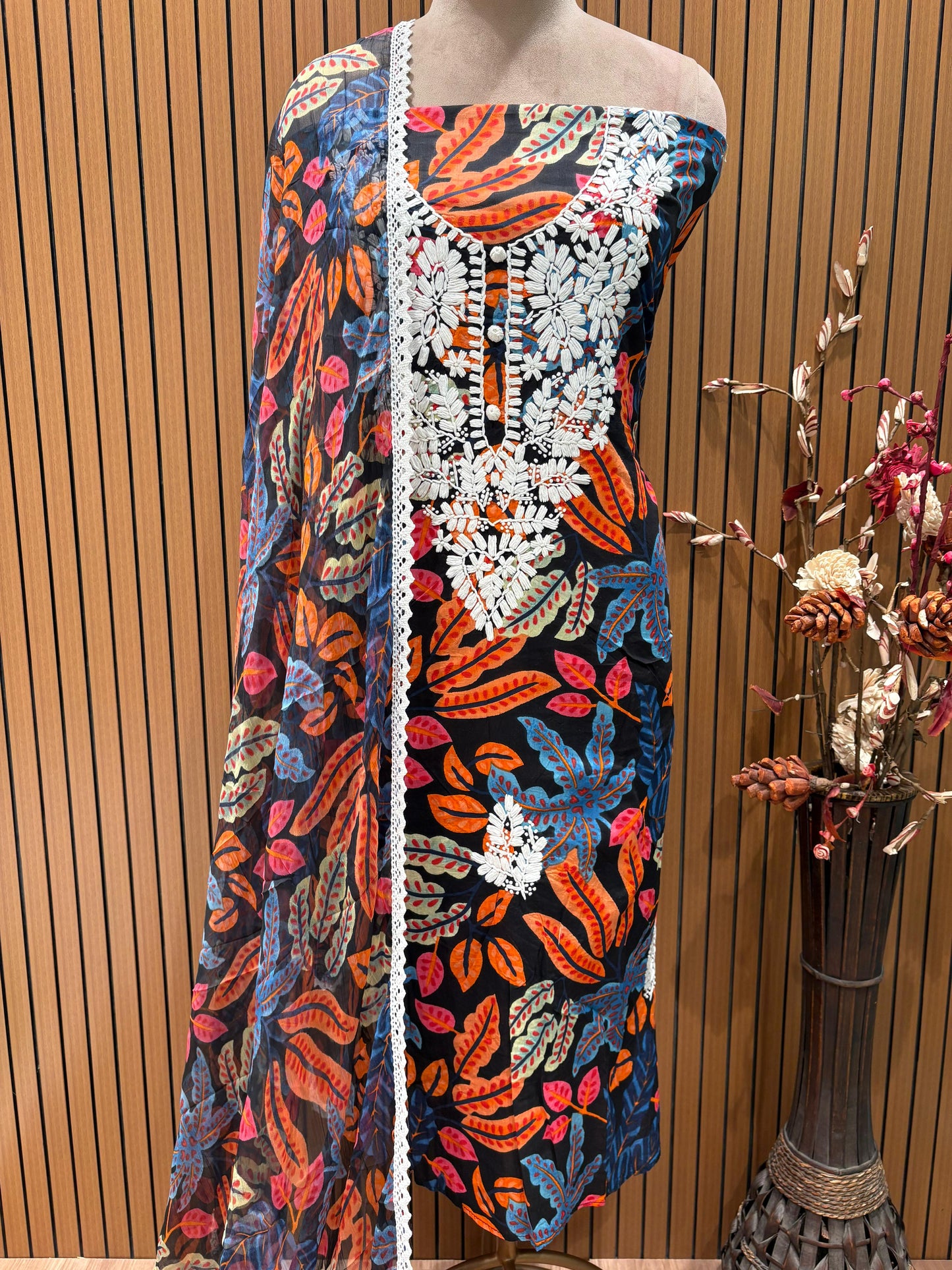 Step into elegance with our unstitched pure cotton suit