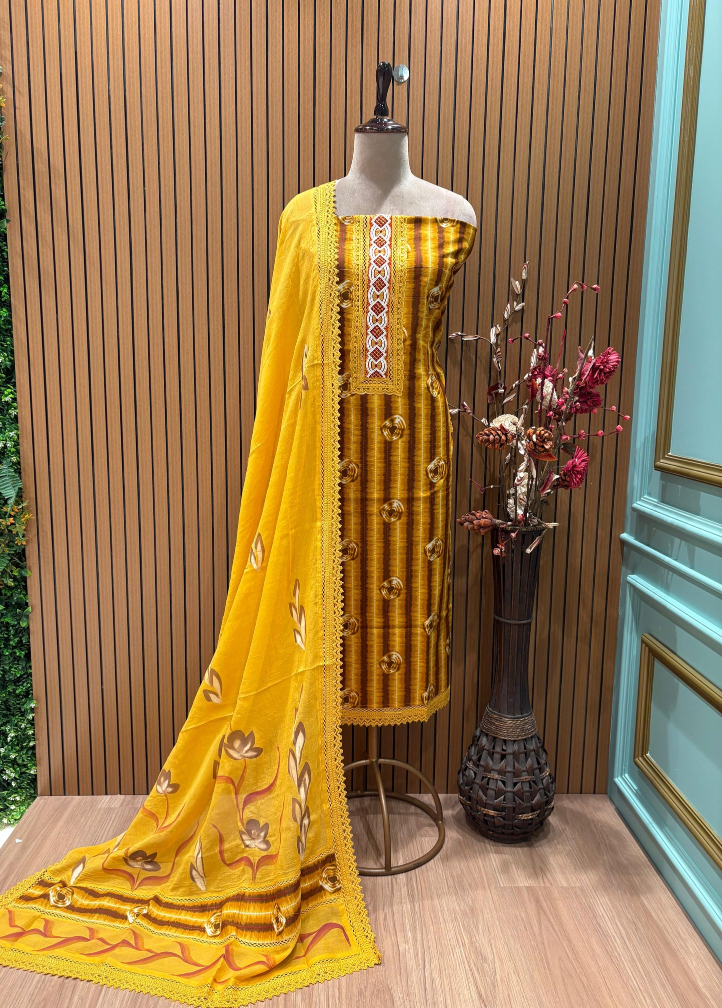 Modern twist to your wardrobe with our unstitched pure cotton suit fabric