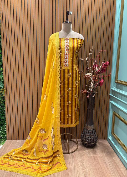 Modern twist to your wardrobe with our unstitched pure cotton suit fabric