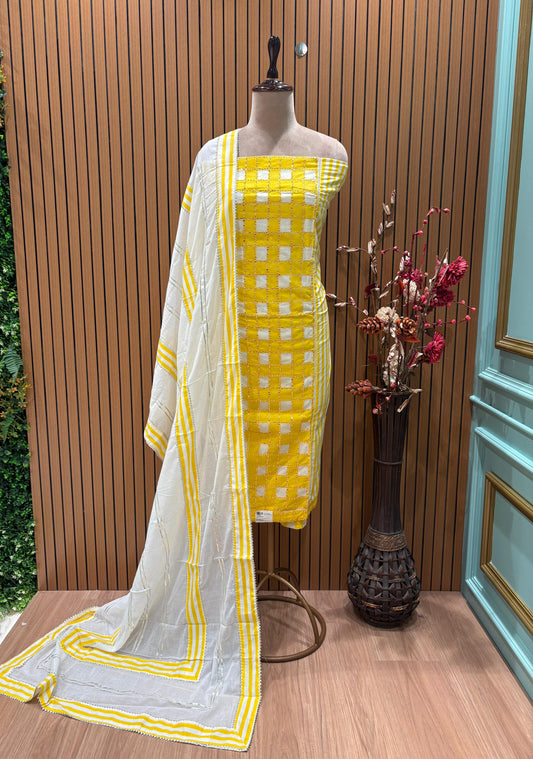 Embrace timeless elegance with our unstitched pure cotton suit