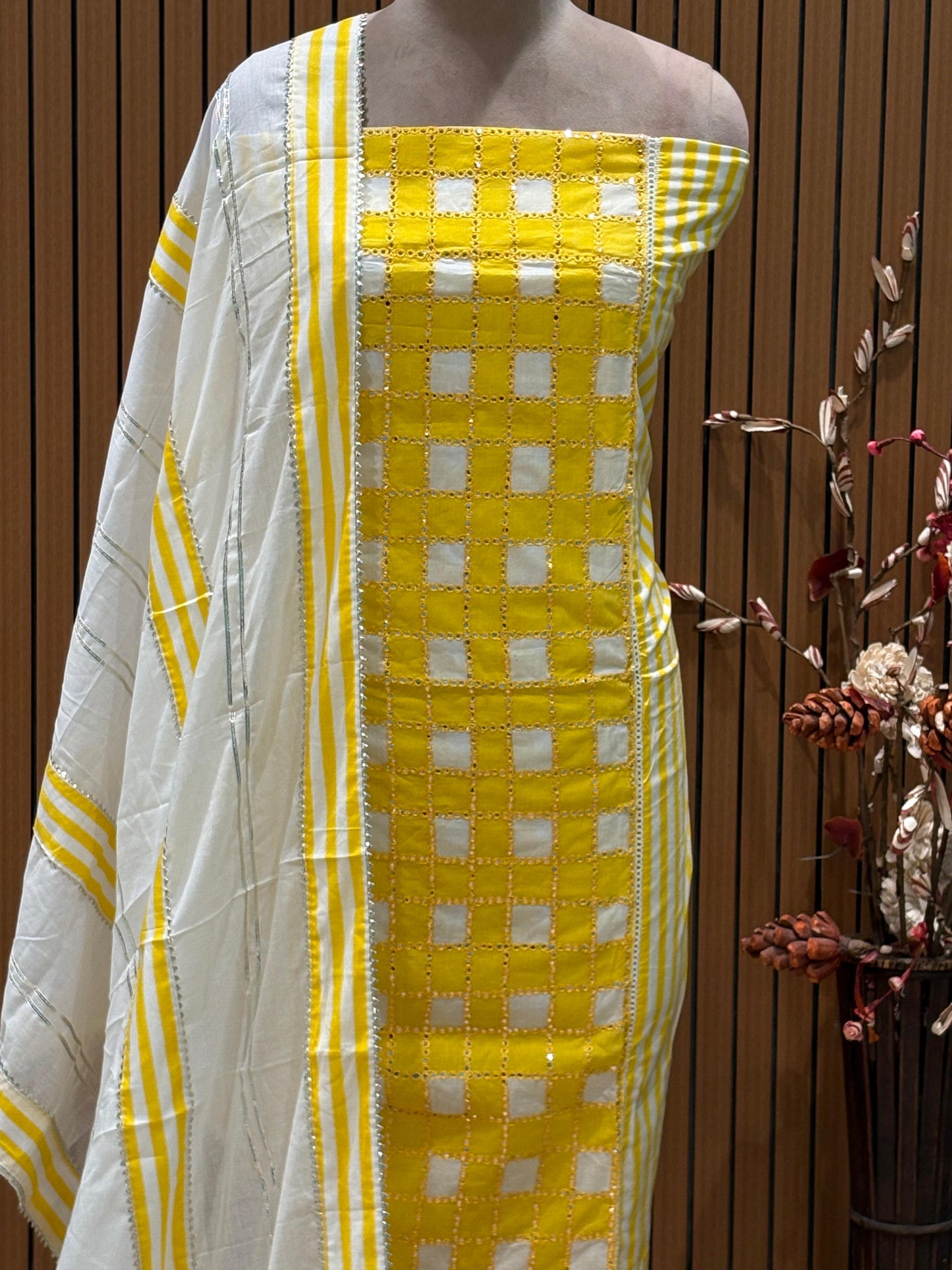 Embrace timeless elegance with our unstitched pure cotton suit