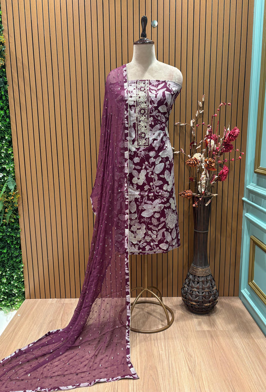 Step into effortless elegance with our unstitched pure cotton suit