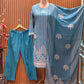 Soft teal suit set is all about understated elegance