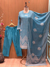 Soft teal suit set is all about understated elegance