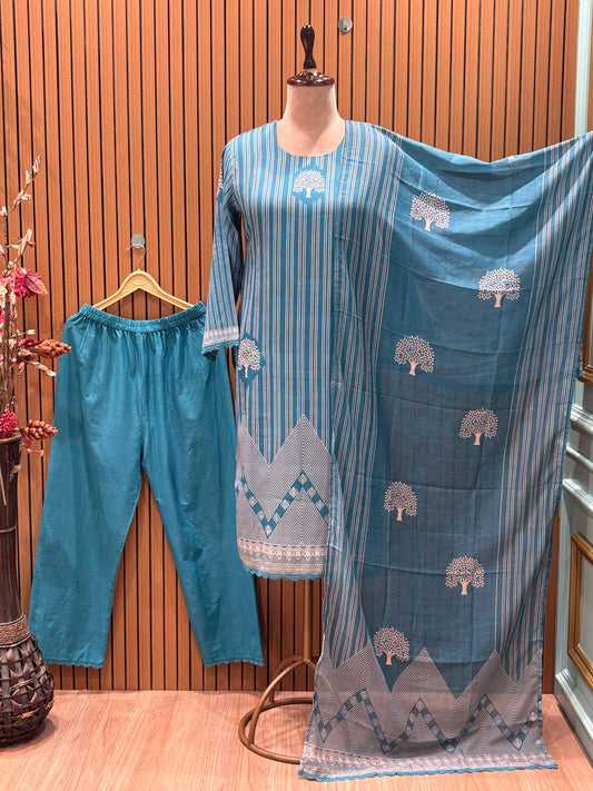 Soft teal suit set is all about understated elegance