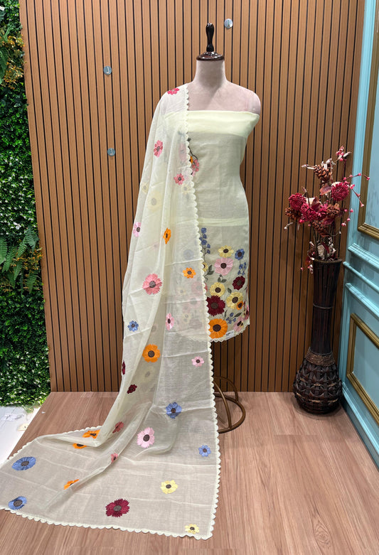 Step into timeless grace with our unstitched Kota Doriya suit set