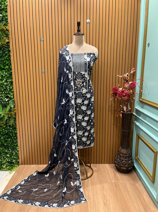 Elevate your ethnic style with this stunning unstitched suit
