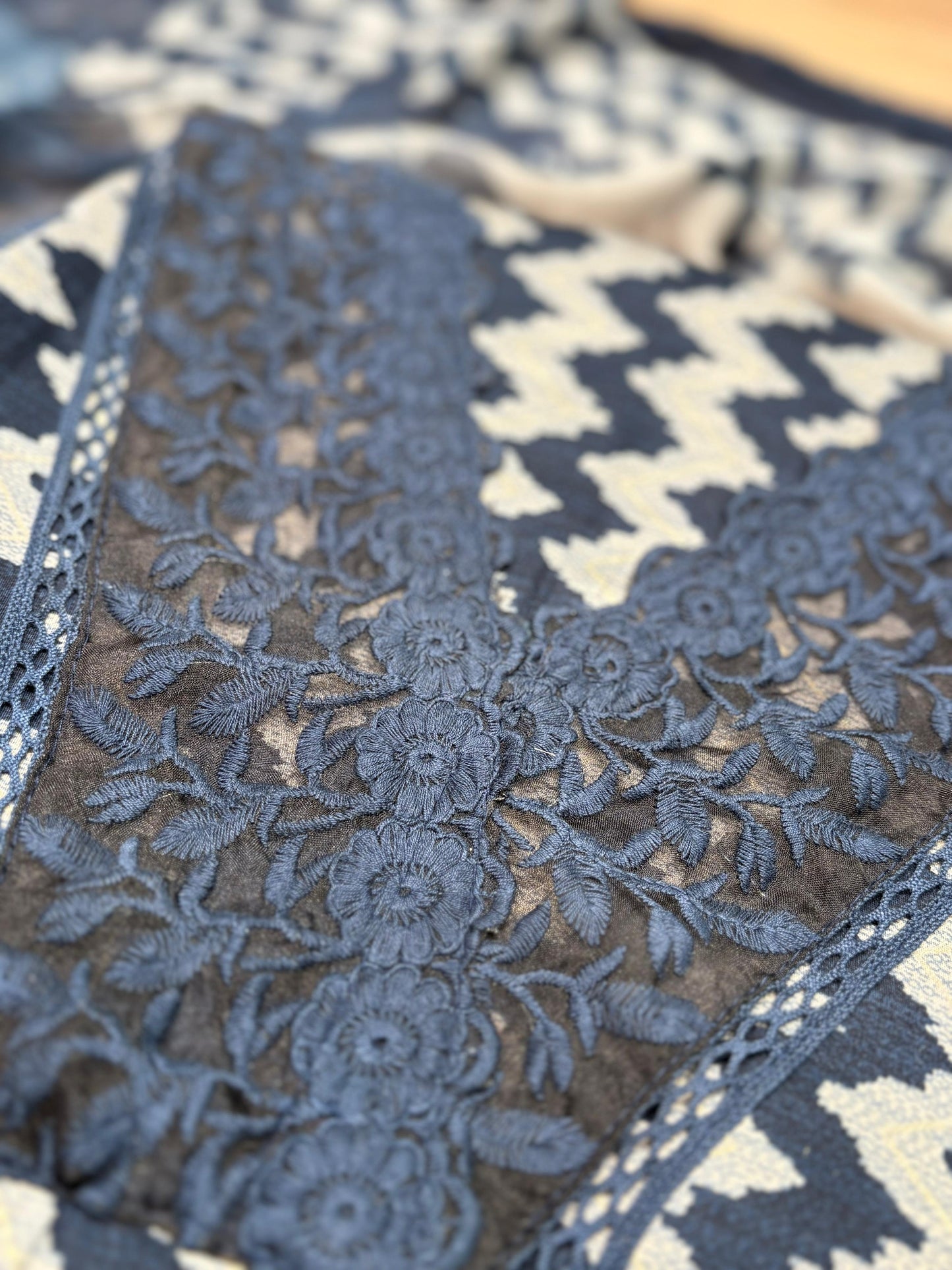 Unstitched Designer Suit Set Fabric Details & Work