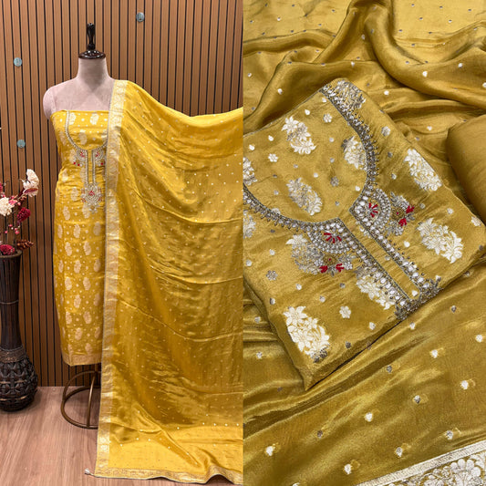 Luxurious Unstitched Banarasi Shimmer Suit Set