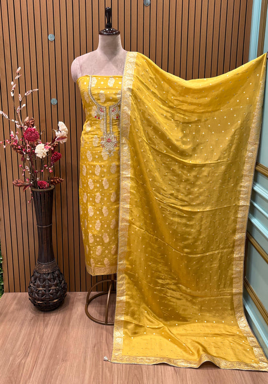 Luxurious Unstitched Banarasi Shimmer Suit Set