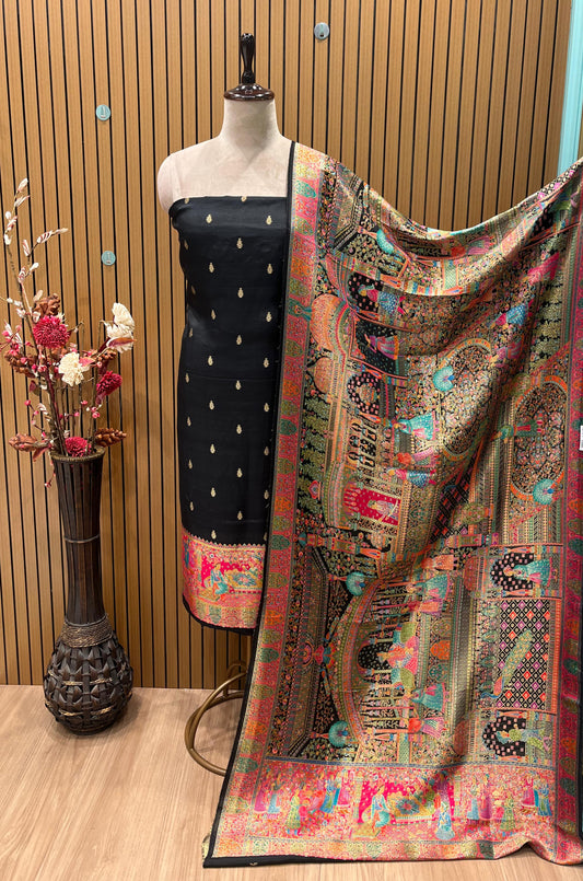 Dola Silk with Madhubani Banarasi Multi Weaving