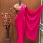 Corset Blouse with Fuchsia Lycra draped Saree