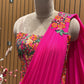 Corset Blouse with Fuchsia Lycra draped Saree