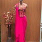 Corset Blouse with Fuchsia Lycra draped Saree