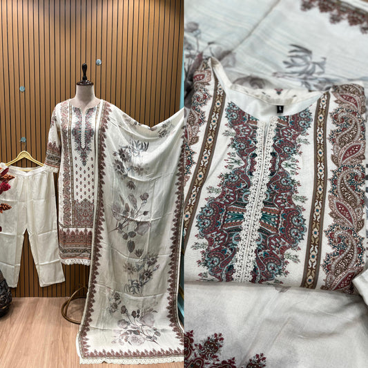 Pure cotton kurta with traditional print and lace detailing