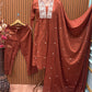 Elegant 3-piece stitched suits in rich rust and burnt orange shades