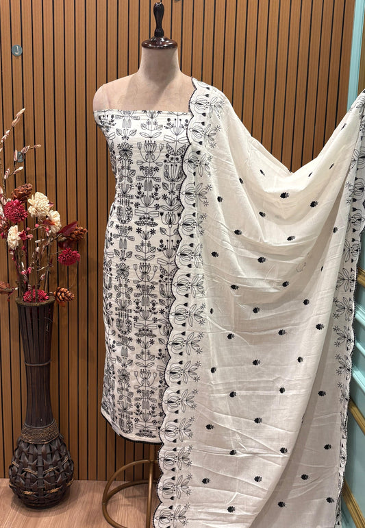 Graceful Mul Cotton with Thread Embroidery