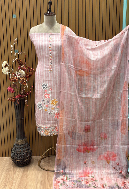 Elegant unstitched suit set crafted in premium South linen