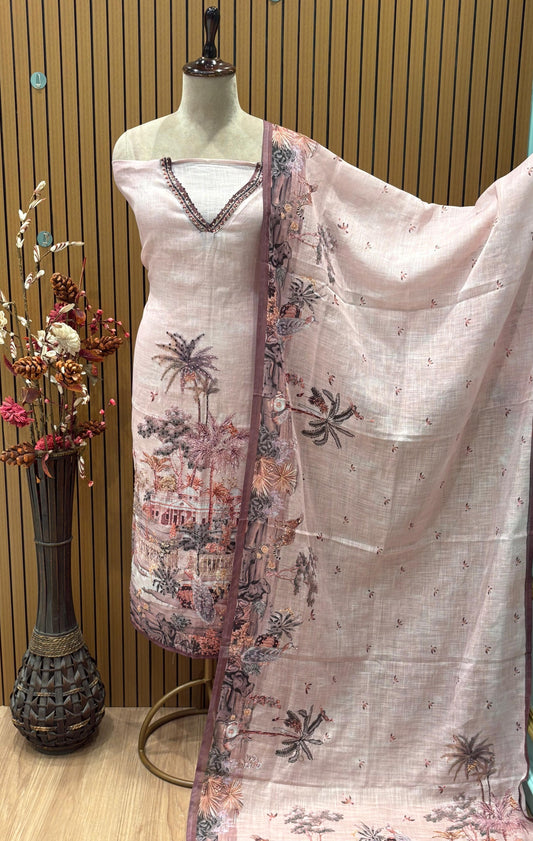 Beautifully designed unstitched suit set crafted in soft