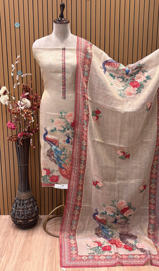 Charming unstitched suit set made from cotton shimmer fabric