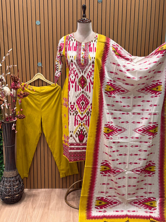Splash of color to your wardrobe with our elegant cotton Kurti set