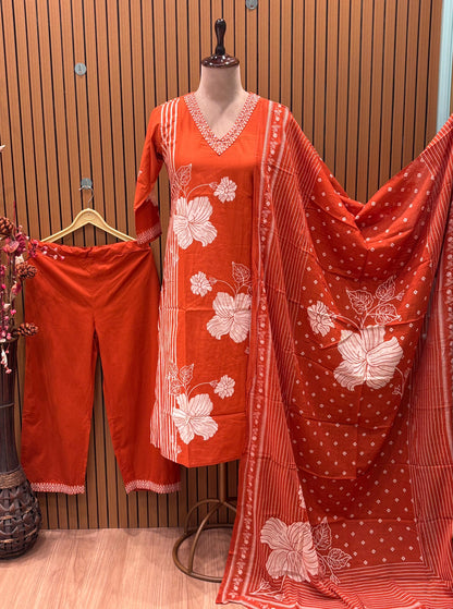 Step into elegance with our cotton kurti set featuring Resham