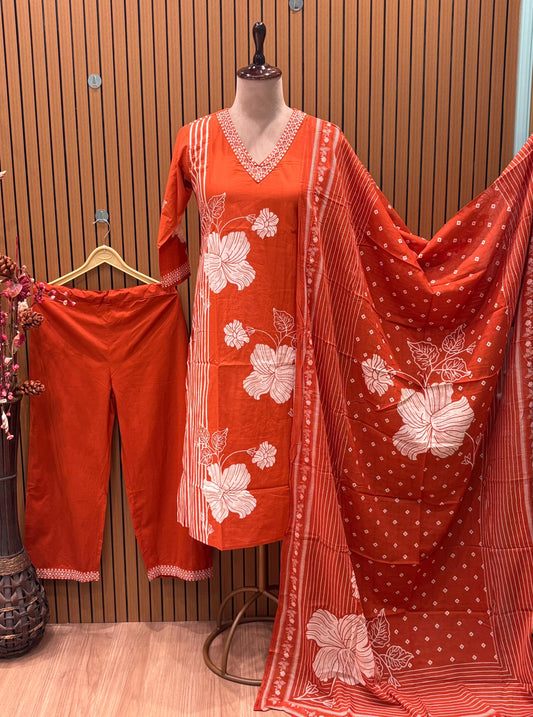 Step into elegance with our cotton kurti set featuring Resham