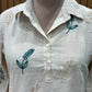Elegant co-ord set in off-white cotton-linen blend featuring leaf