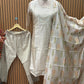 Graceful mul chanderi  suit set featuring intricate mirror