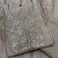 Graceful mul chanderi  suit set featuring intricate mirror