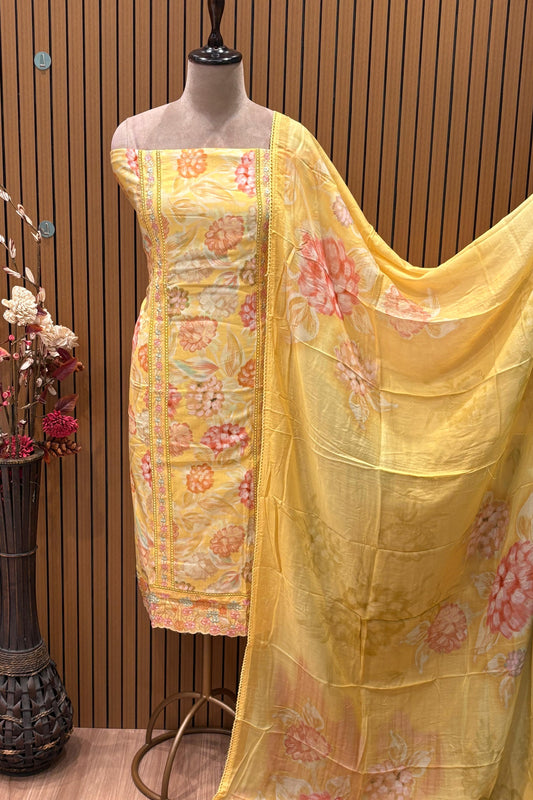 Introducing our elegant unstitched cotton suit set
