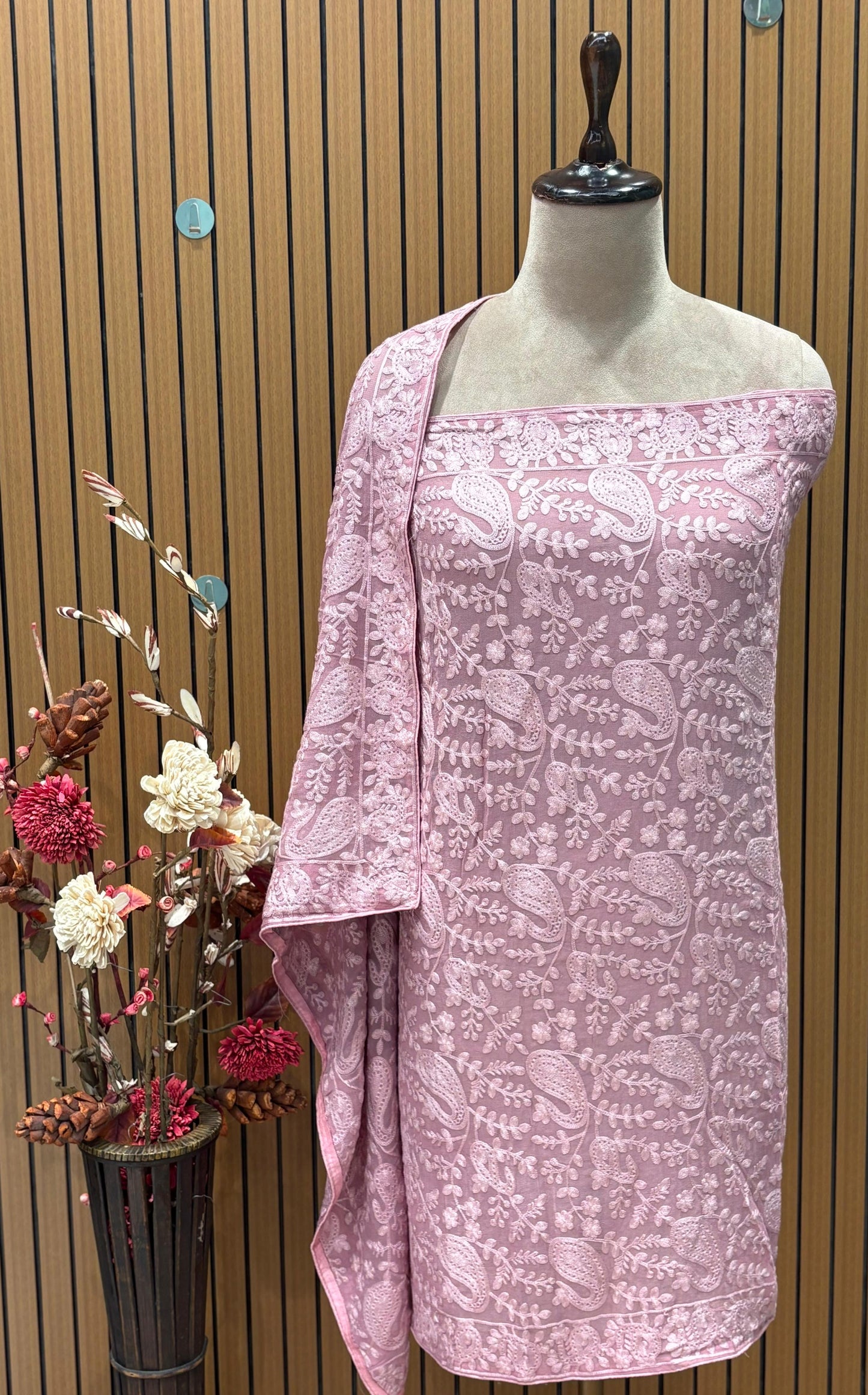 Step into timeless elegance with our unstitched Georgette suit