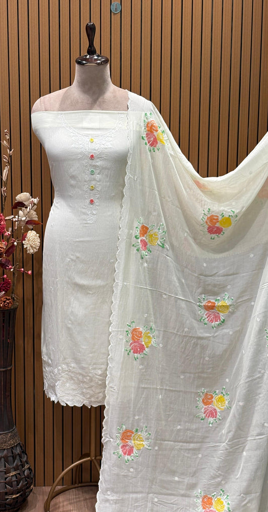 Embrace effortless elegance with our unstitched mul cotton suit set