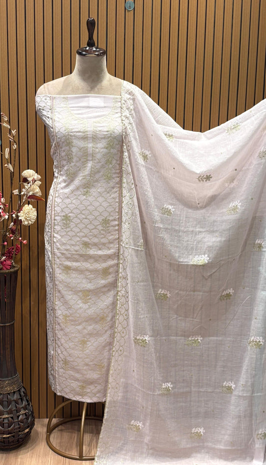Experience timeless tradition with our unstitched suit fabric in pure mul cotton