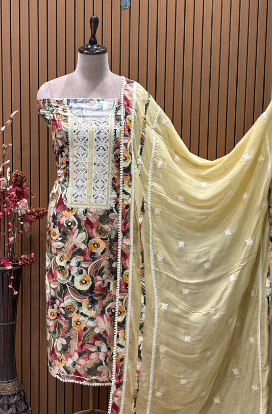 Embrace timeless elegance with our unstitched suit fabric set