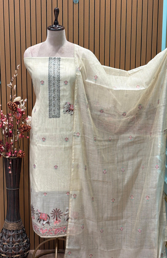 Elevate your ethnic wardrobe with our exquisite unstitched suit