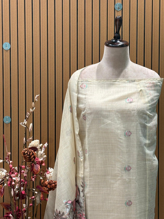 Elevate your ethnic wardrobe with our exquisite unstitched suit
