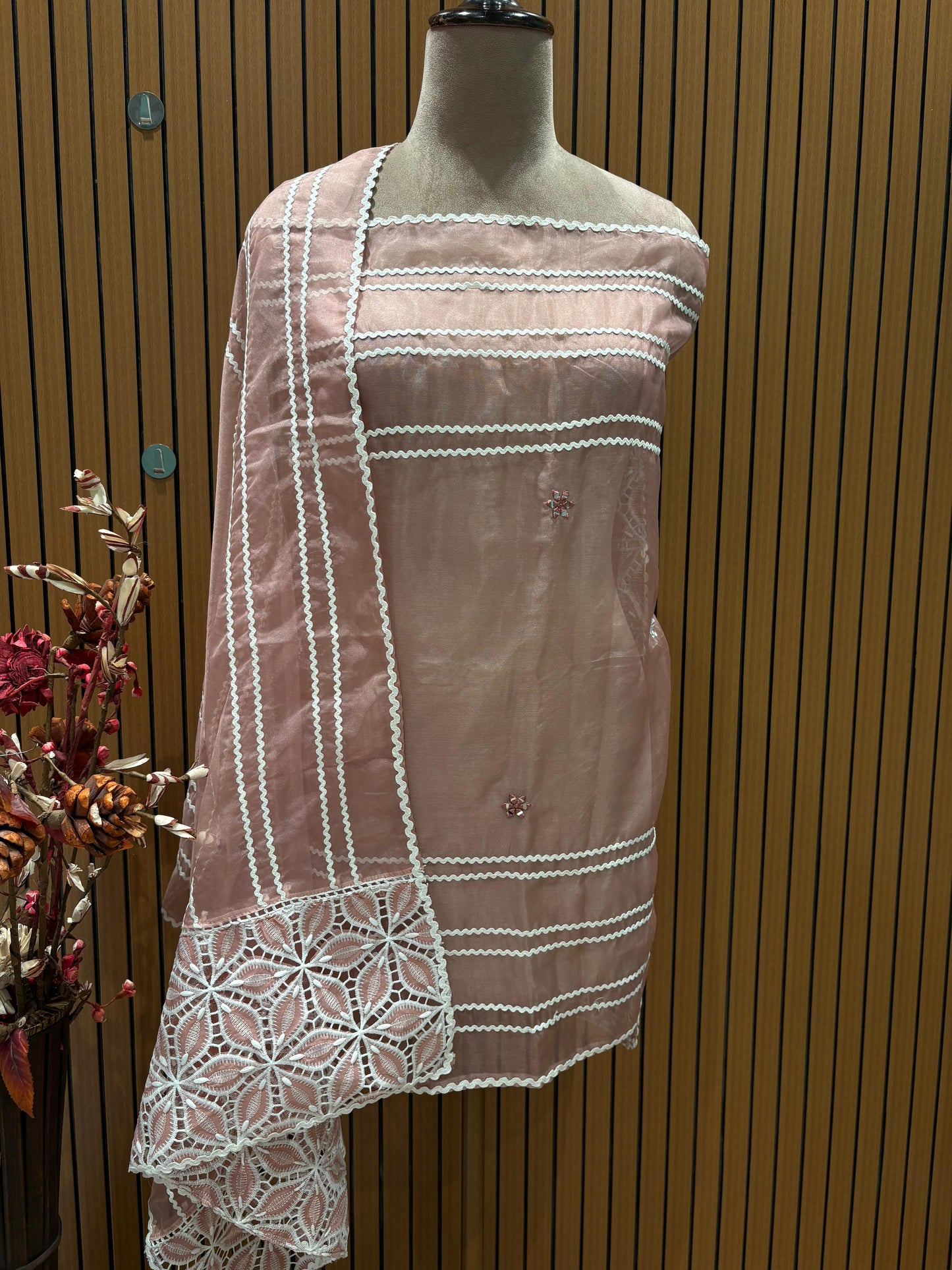 Presenting an elegant unstitched suit set, perfect for graceful day and evening wear